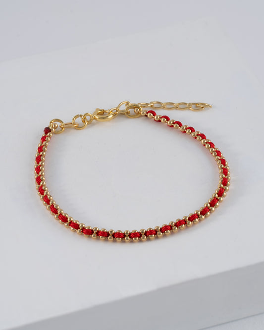 PULSERA NTERCALADA HILO ROJO 16 CM + EXT