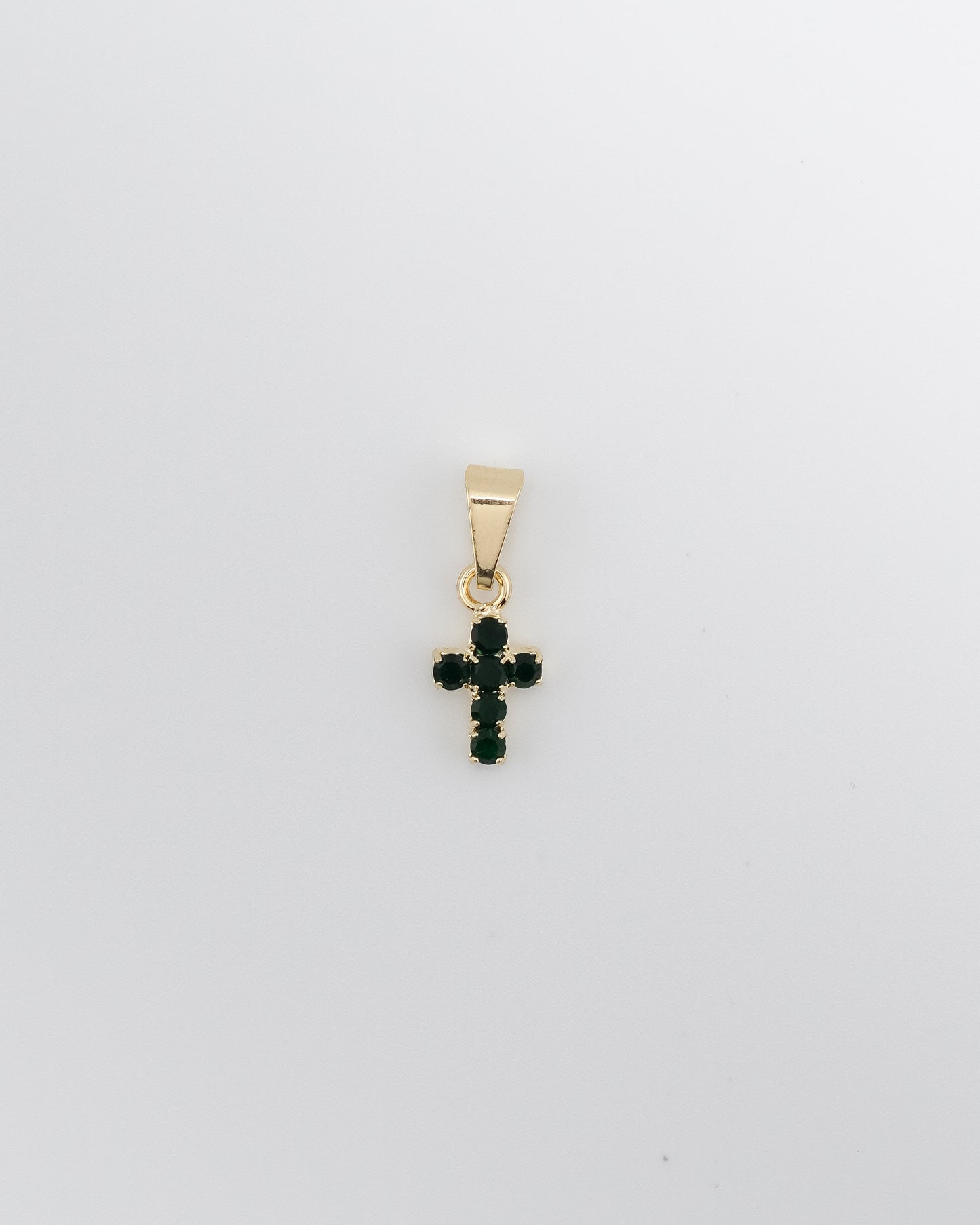 DIJE CRUZ CIRCONIAS VERDE OSCURO 1.7 CM