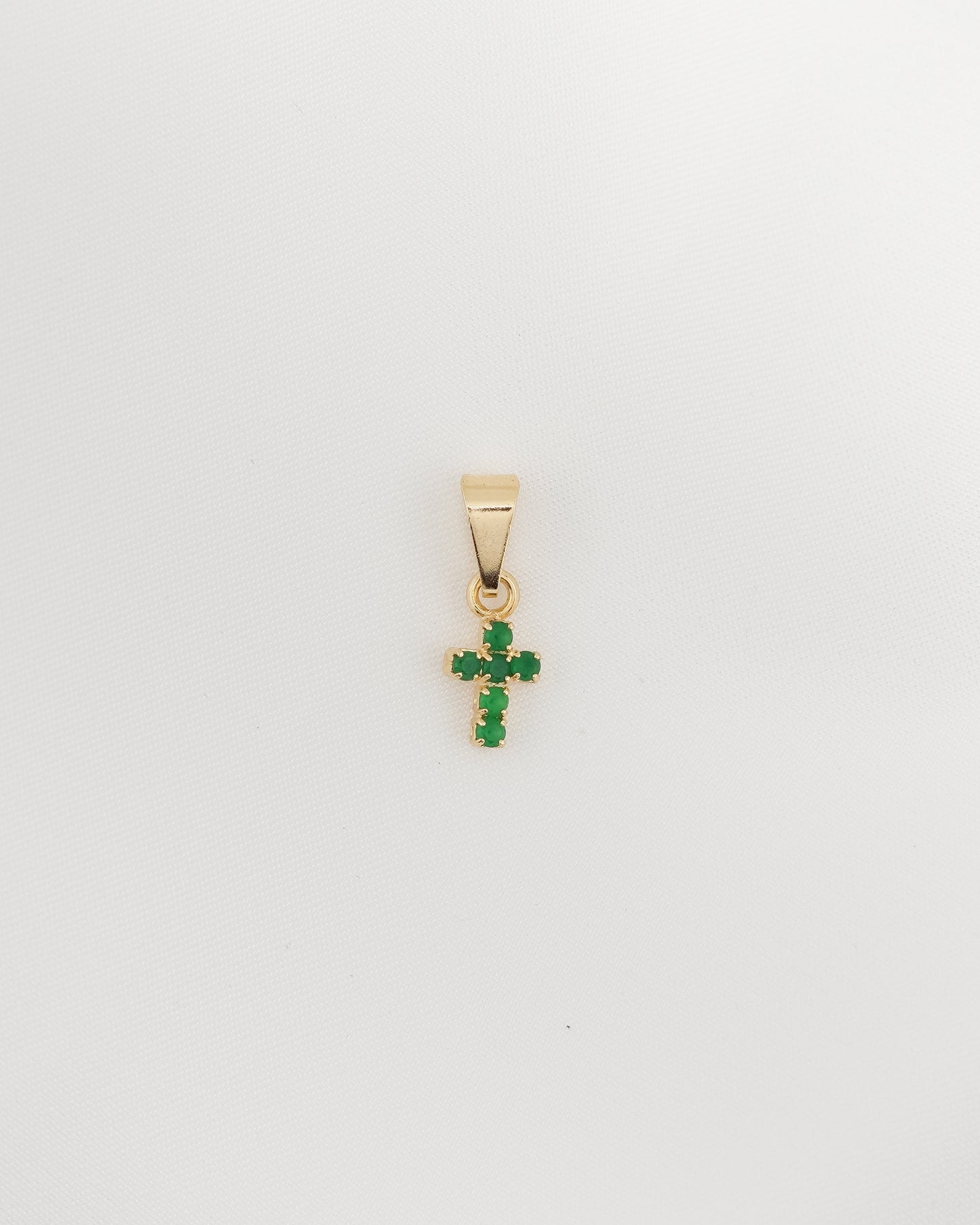 DIJE CRUZ CIRCONIAS VERDES 1.5 CM