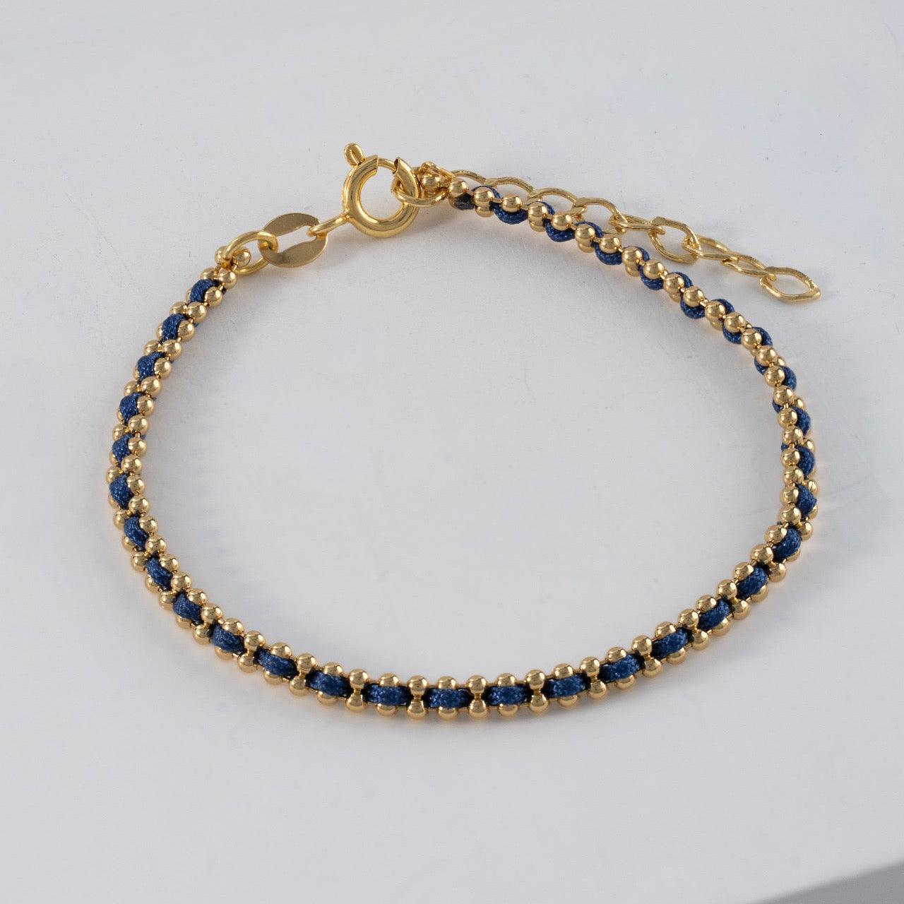 PULSERA HILO AZUL INTERCALADO 16 CM + EXT