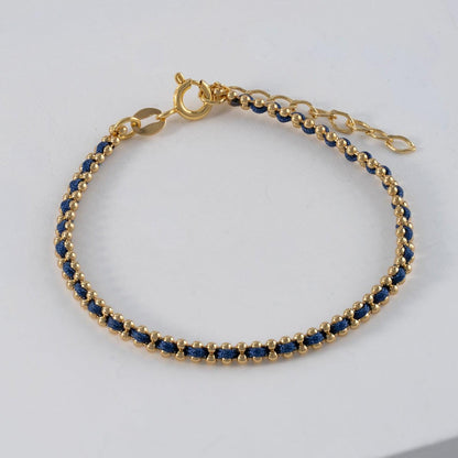 PULSERA HILO AZUL INTERCALADO 16 CM + EXT