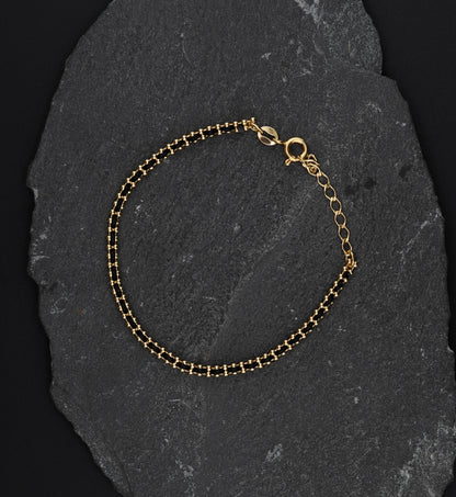 PULSERA INTERCALADA  HILO NEGRO 16 CM + EXT