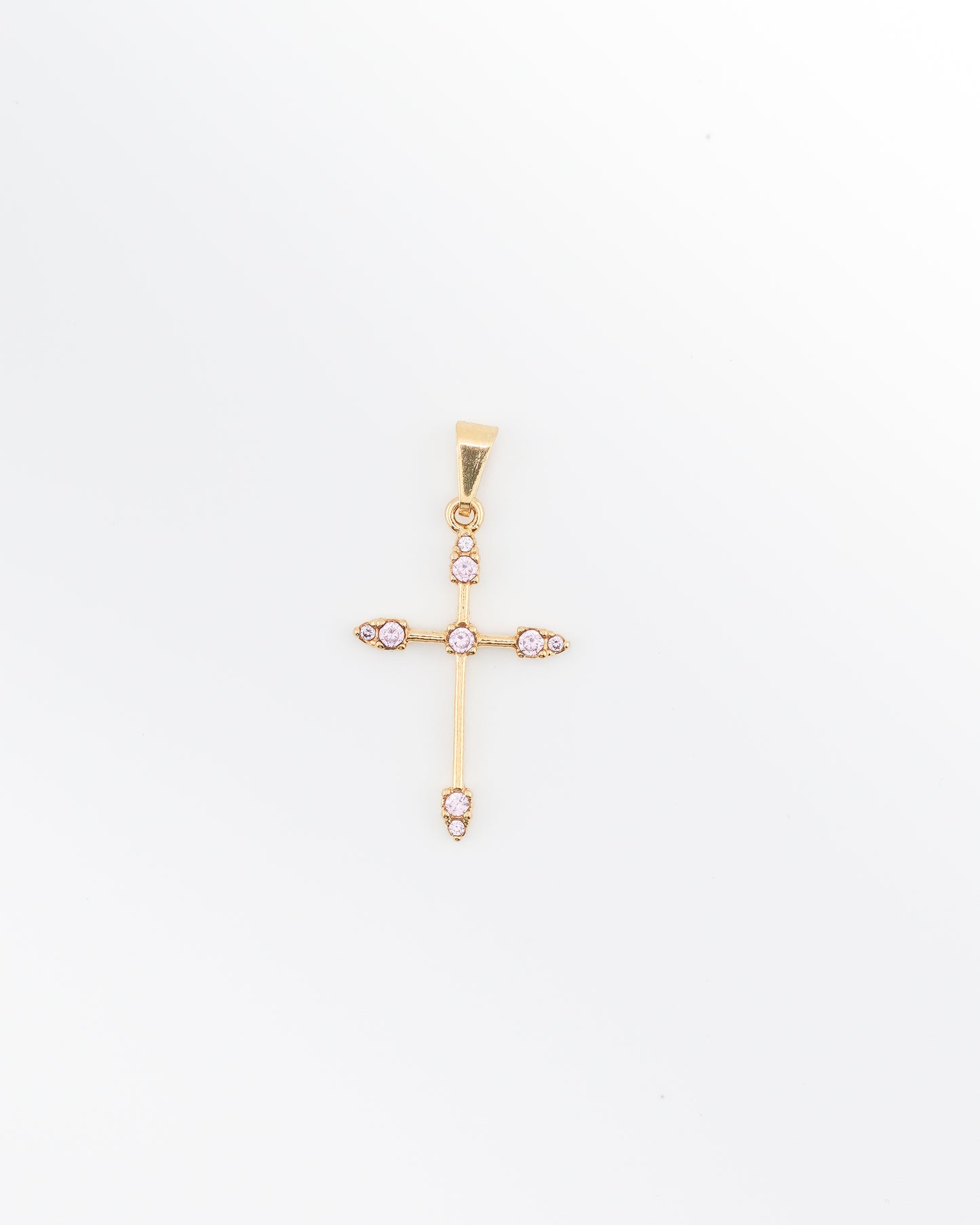 DIJE CRUZ TUBULAR ROSADO 3.3 CM
