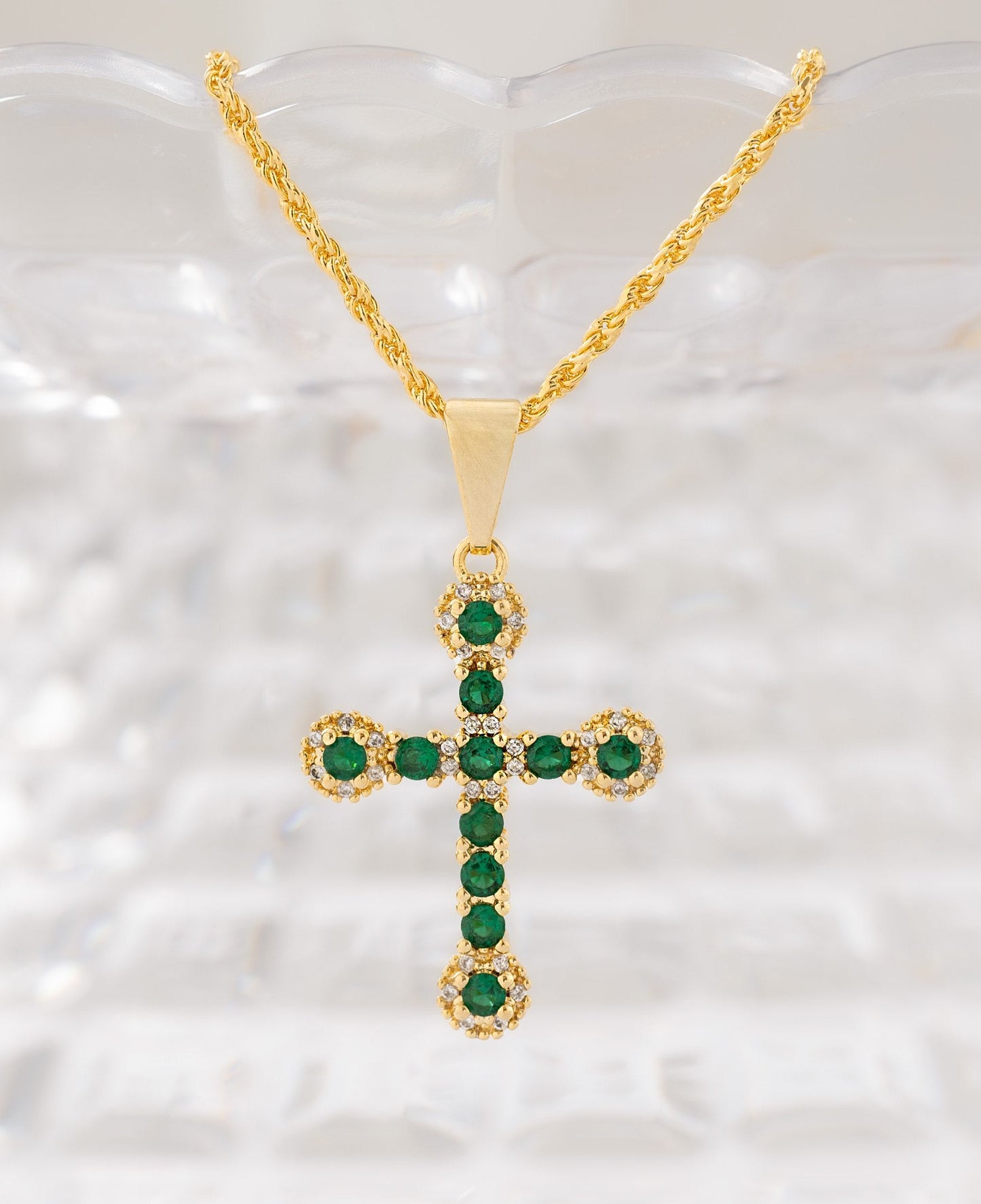 DIJE CRUZ EMERALD 3.5 CM