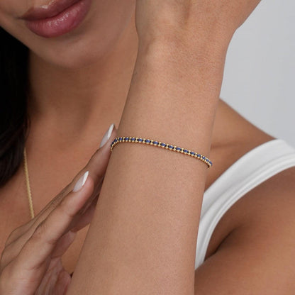 PULSERA HILO AZUL INTERCALADO 16 CM + EXT